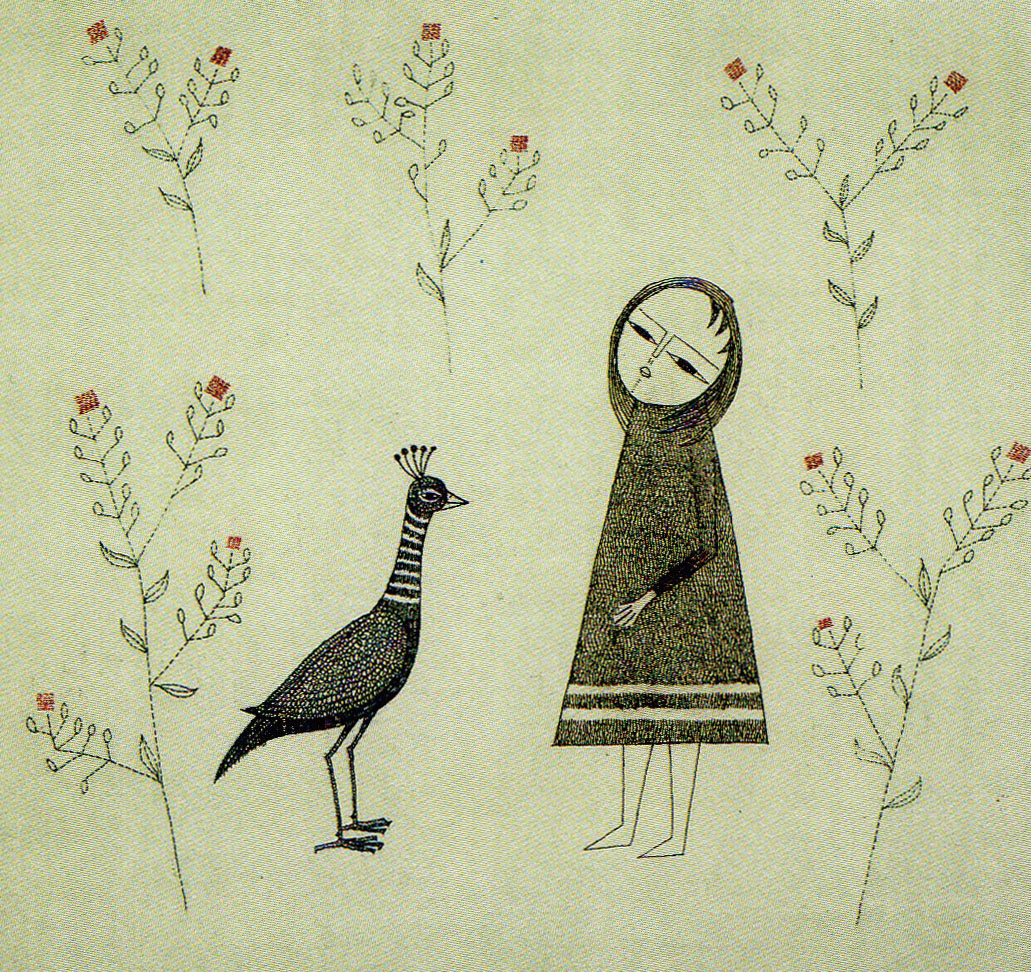 女の子と鳥