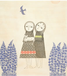 南桂子作品　２人の少女と猫